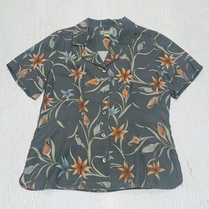 Tommy Bahama Silk Top Tropical Hawaiian Blouse Cruise Vacation Shirt